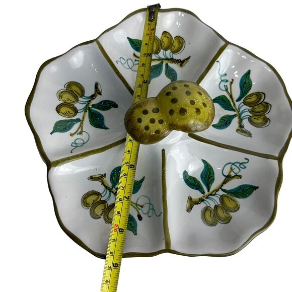 Mushroom 5 Section Serving Plate Tray Tapenade & Olive Appetizer Made In Italy - Picture 3 of 6